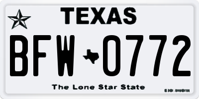 TX license plate BFW0772