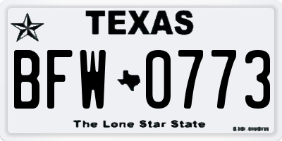 TX license plate BFW0773