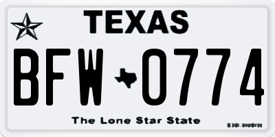 TX license plate BFW0774