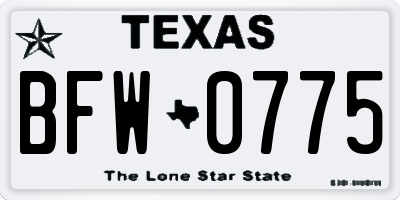 TX license plate BFW0775