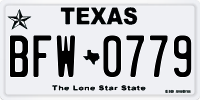 TX license plate BFW0779