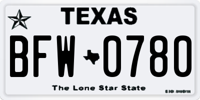 TX license plate BFW0780