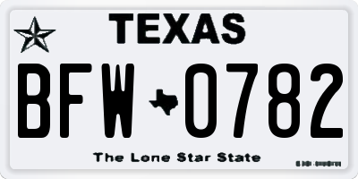 TX license plate BFW0782