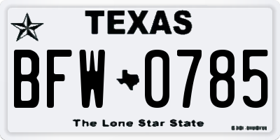 TX license plate BFW0785