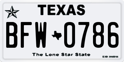 TX license plate BFW0786