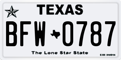 TX license plate BFW0787
