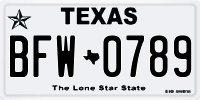 TX license plate BFW0789