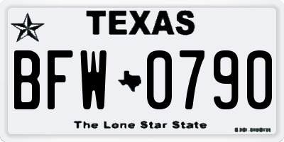 TX license plate BFW0790