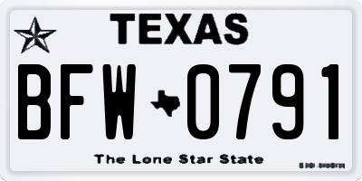 TX license plate BFW0791