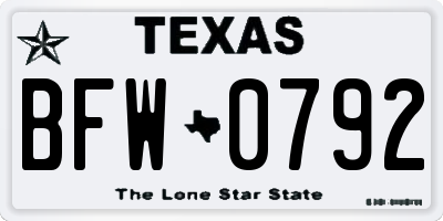 TX license plate BFW0792