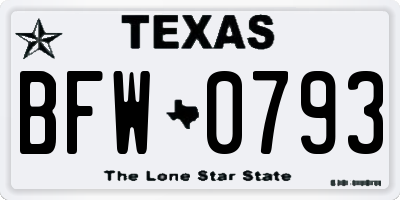 TX license plate BFW0793