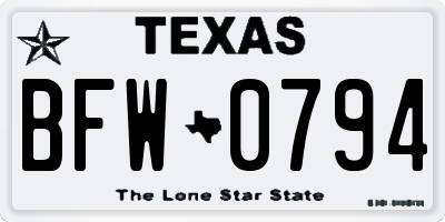 TX license plate BFW0794