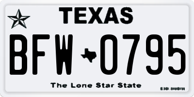 TX license plate BFW0795