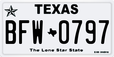 TX license plate BFW0797