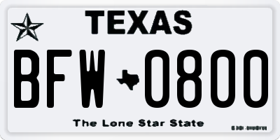 TX license plate BFW0800
