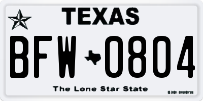 TX license plate BFW0804