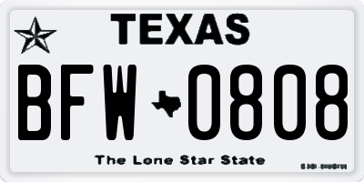 TX license plate BFW0808