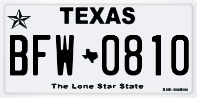 TX license plate BFW0810