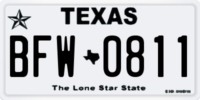 TX license plate BFW0811