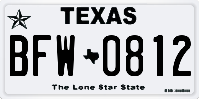 TX license plate BFW0812