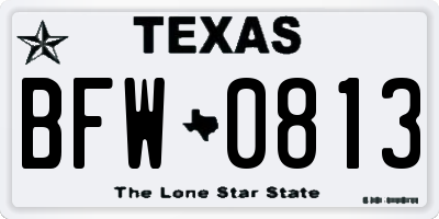 TX license plate BFW0813