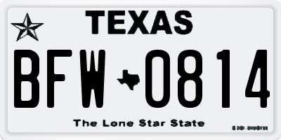TX license plate BFW0814