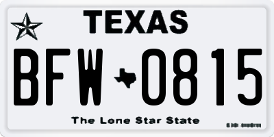 TX license plate BFW0815