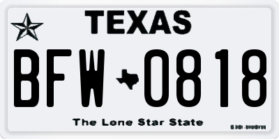 TX license plate BFW0818