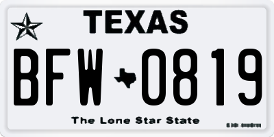 TX license plate BFW0819
