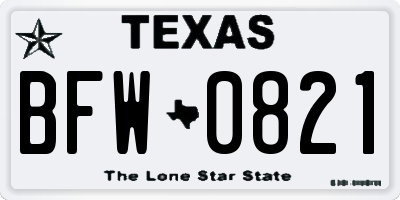 TX license plate BFW0821