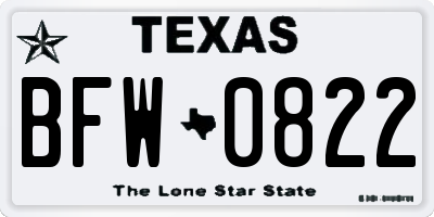 TX license plate BFW0822