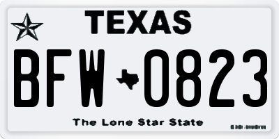 TX license plate BFW0823