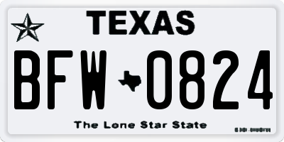 TX license plate BFW0824