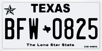 TX license plate BFW0825