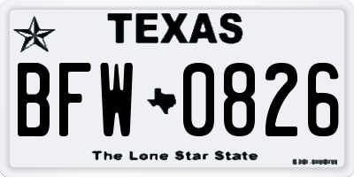 TX license plate BFW0826