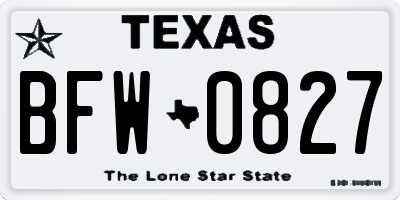 TX license plate BFW0827