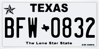 TX license plate BFW0832