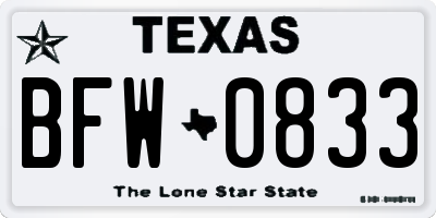 TX license plate BFW0833