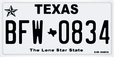 TX license plate BFW0834