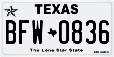 TX license plate BFW0836