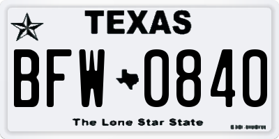 TX license plate BFW0840