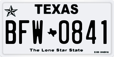 TX license plate BFW0841