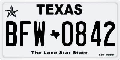 TX license plate BFW0842
