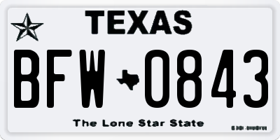 TX license plate BFW0843