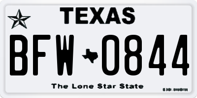 TX license plate BFW0844