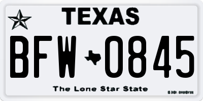 TX license plate BFW0845