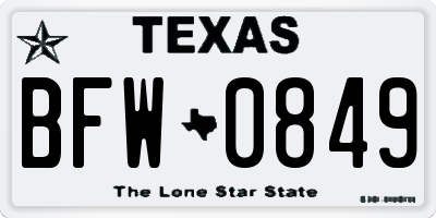 TX license plate BFW0849