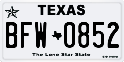 TX license plate BFW0852