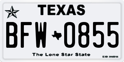 TX license plate BFW0855