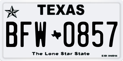 TX license plate BFW0857
